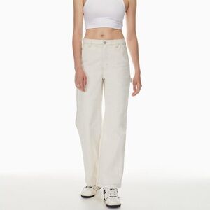 TNA Aritzia Cream ivory Wide Leg Jeans size 00 women 100% cotton